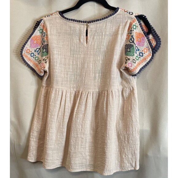 THML Women's Size Small Top Shirt Colorful Floral Embroidered Aztec Tribal Boho - Picture 2 of 9